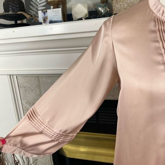 H&m Light Satin Blush Prairie Style Dress - Picture 3 of 14